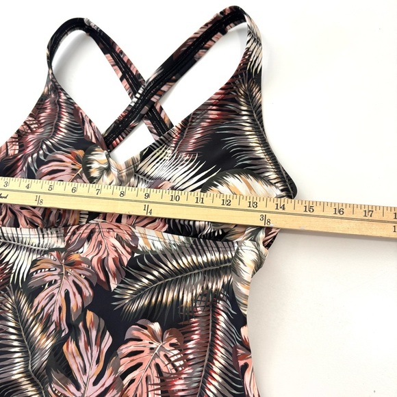 Hurley S Tropical Palm Leaves Print One Piece Swimsuit Cross Cross Back Beachy - Picture 9 of 12